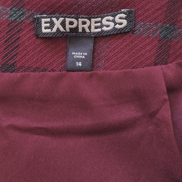 Express Plaid Maroon Skirt - Picture 5 of 5